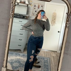 Gray ribbed turtleneck